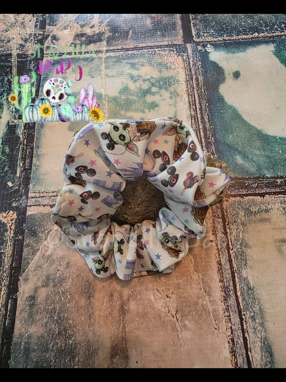 Kids Cute Animal Print White Scrunchie Hair Accessory
